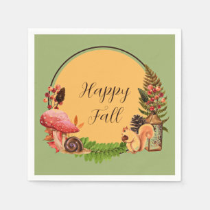 Squirrel and nature with customisable text throw p napkin