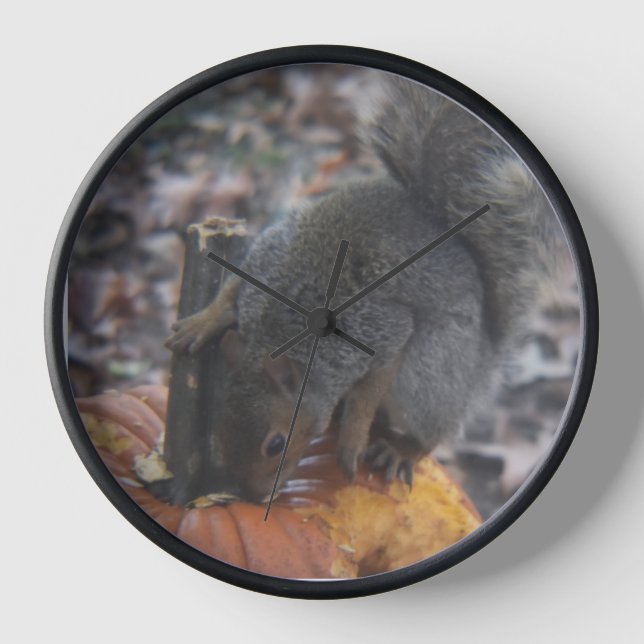 Squirrel and Pumpkin Wall Clock (Front)