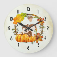 Squirrel and Pumpkins Rustic Wreath