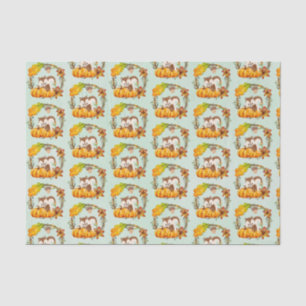 Squirrel and Pumpkins Rustic Wreath Pattern Tissue Paper