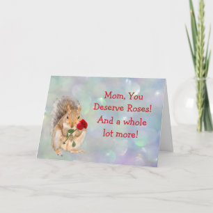 Squirrel and Rose Mother's Day Holiday Card