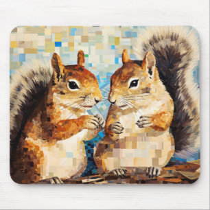 Squirrel Animal Art Decor Paint Mosaic  Mouse Pad