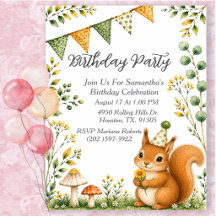 Squirrel Animal Gender Neutral Birthday Party
