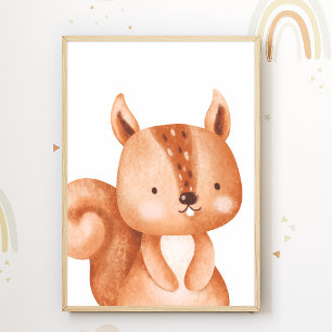 Squirrel Animal Nursery Poster Kids Room Decor