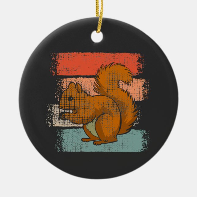 Squirrel Animal Retro Ceramic Ornament (Front)