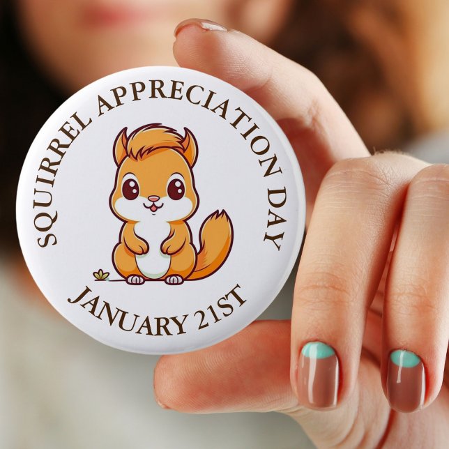 Squirrel Appreciation Day January 21st 6 Cm Round Badge (Creator Uploaded)
