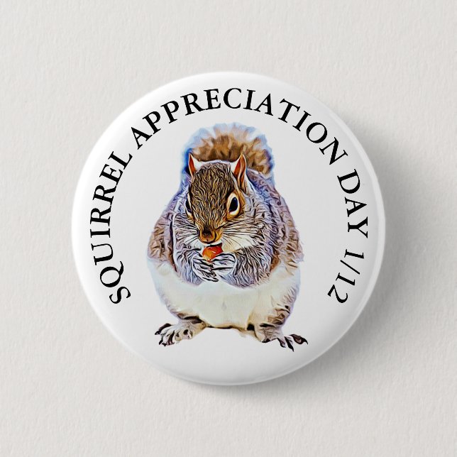 Squirrel Appreciation Day January 21st 6 Cm Round Badge (Front)