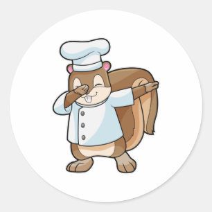 Squirrel as Cook with Cooking apron Classic Round Sticker