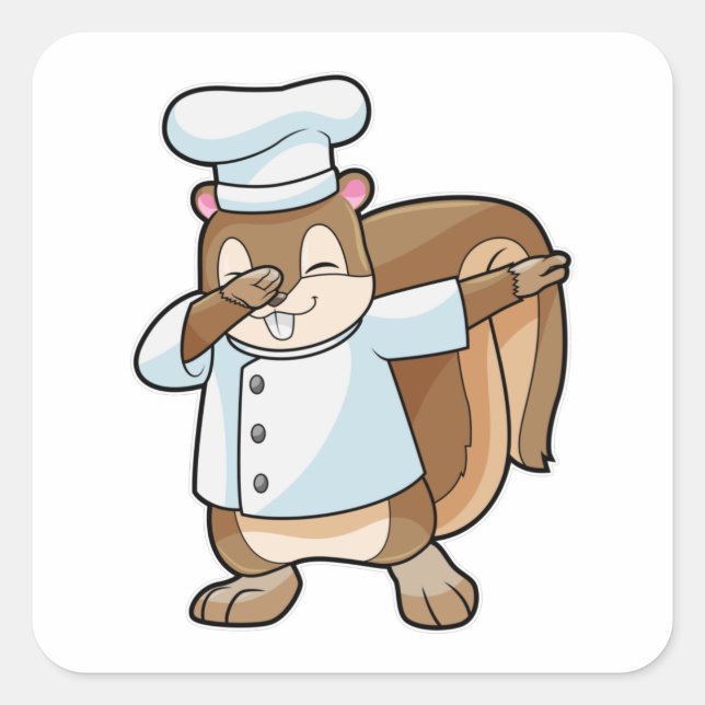Squirrel as Cook with Cooking apron Square Sticker (Front)