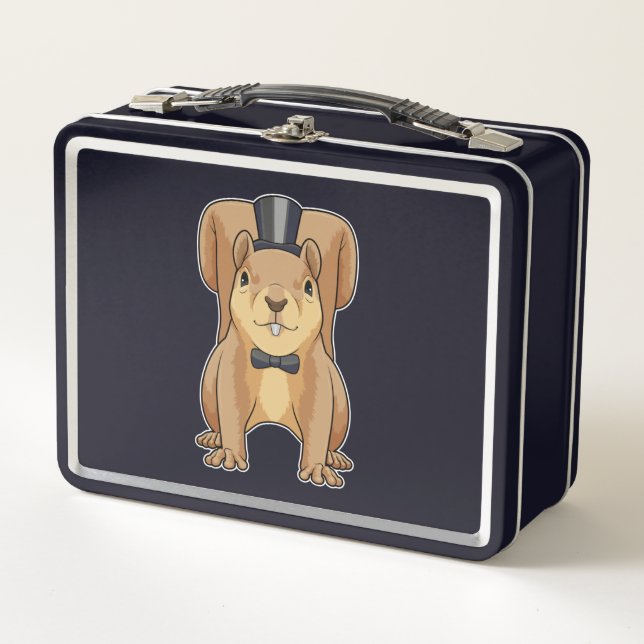 Squirrel as Groom with Suit Metal Lunch Box (Front)