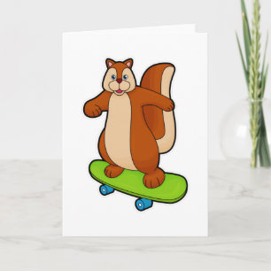 Squirrel as Skater with Skateboard Card