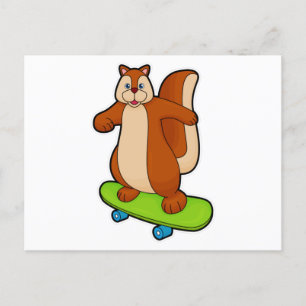 Squirrel as Skater with Skateboard Postcard
