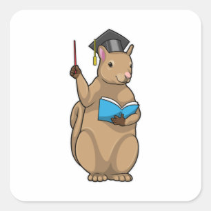 Squirrel as Teacher with Book Square Sticker