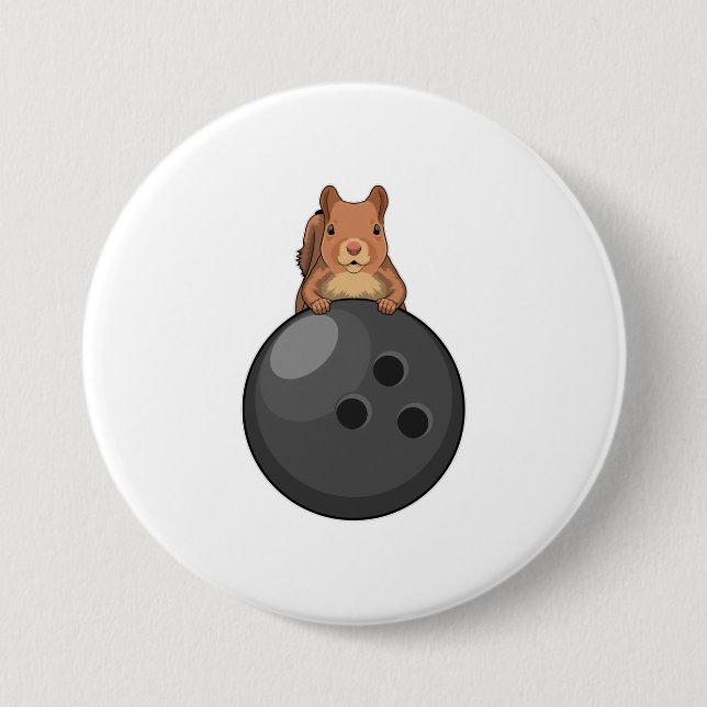 Squirrel at Bowling with Bowling ball 7.5 Cm Round Badge (Front)