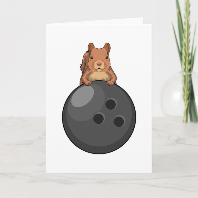 Squirrel at Bowling with Bowling ball Card (Front)