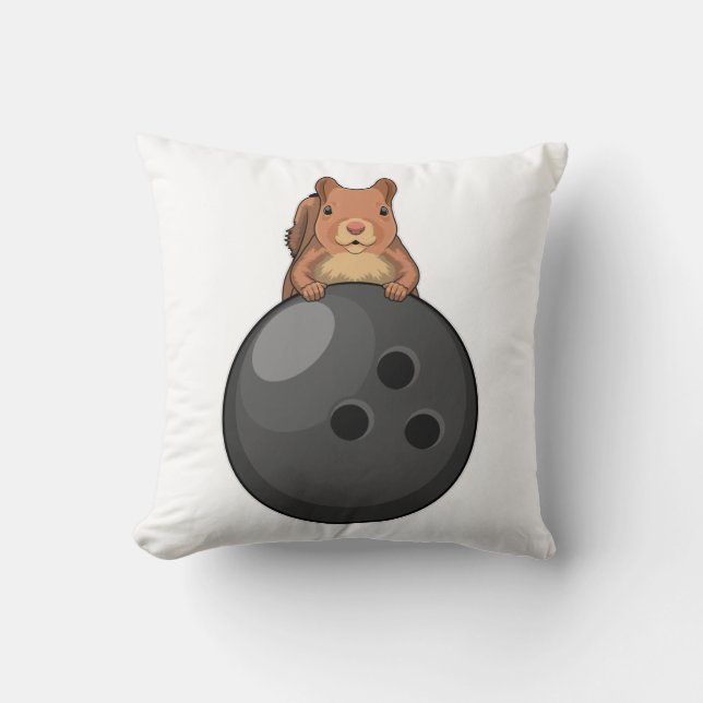 Squirrel at Bowling with Bowling ball Cushion (Front)