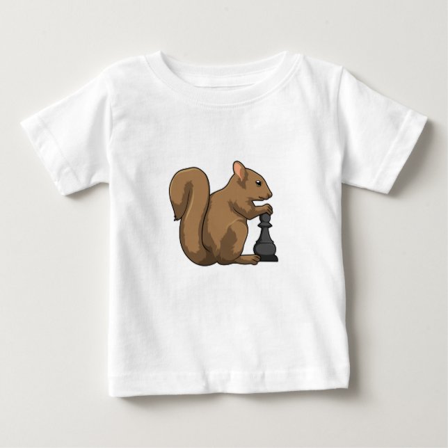 Squirrel at Chess with Chess piece Bishop Baby T-Shirt (Front)