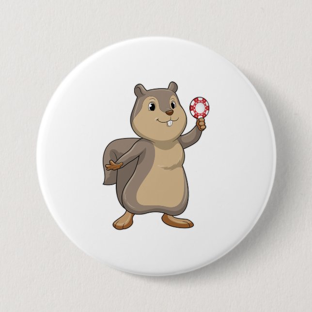 Squirrel at Poker with Poker chips 7.5 Cm Round Badge (Front)