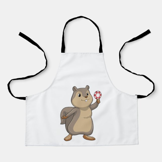 Squirrel at Poker with Poker chips Apron (Front)