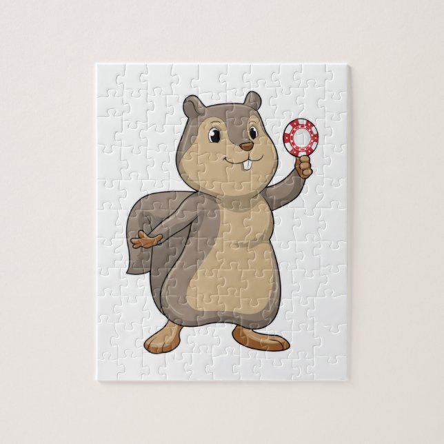Squirrel at Poker with Poker chips Jigsaw Puzzle (Vertical)