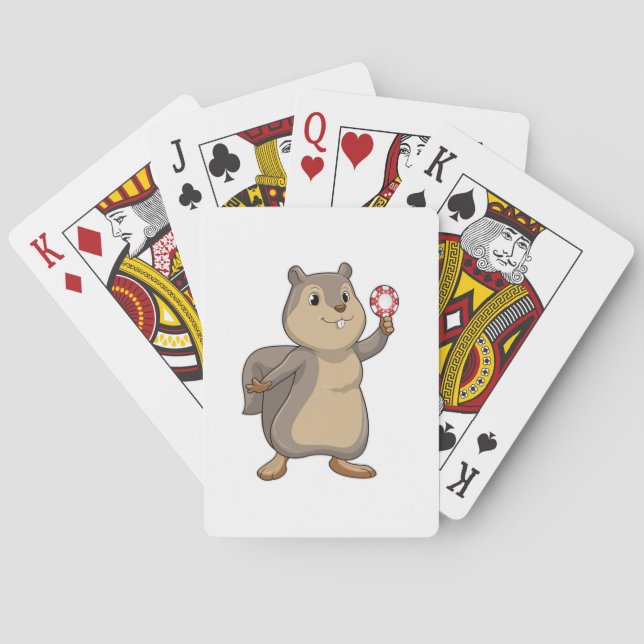 Squirrel at Poker with Poker chips Playing Cards (Back)