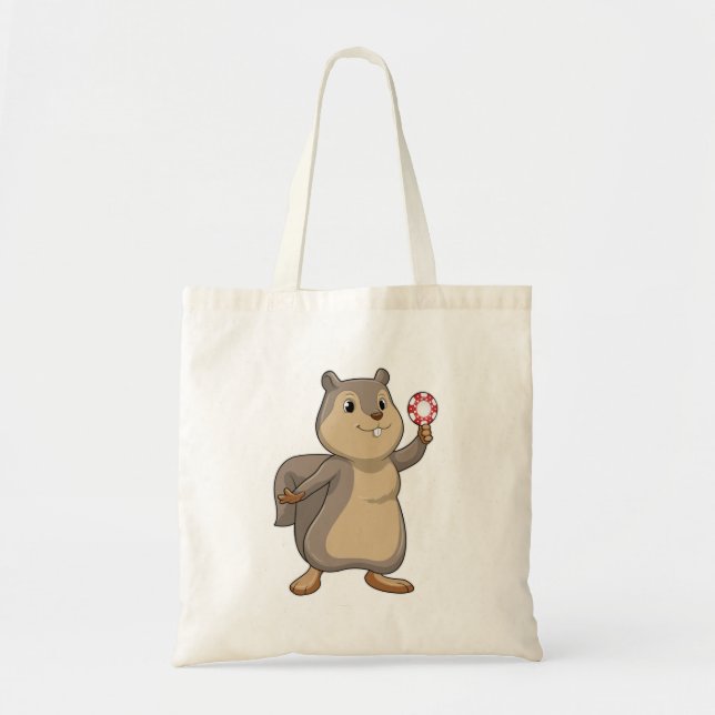 Squirrel at Poker with Poker chips Tote Bag (Front)