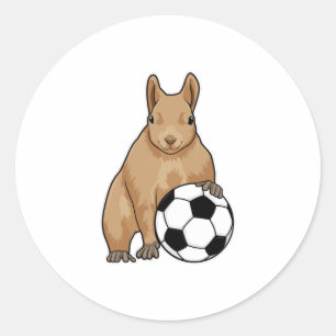 Squirrel at Soccer Sports Classic Round Sticker