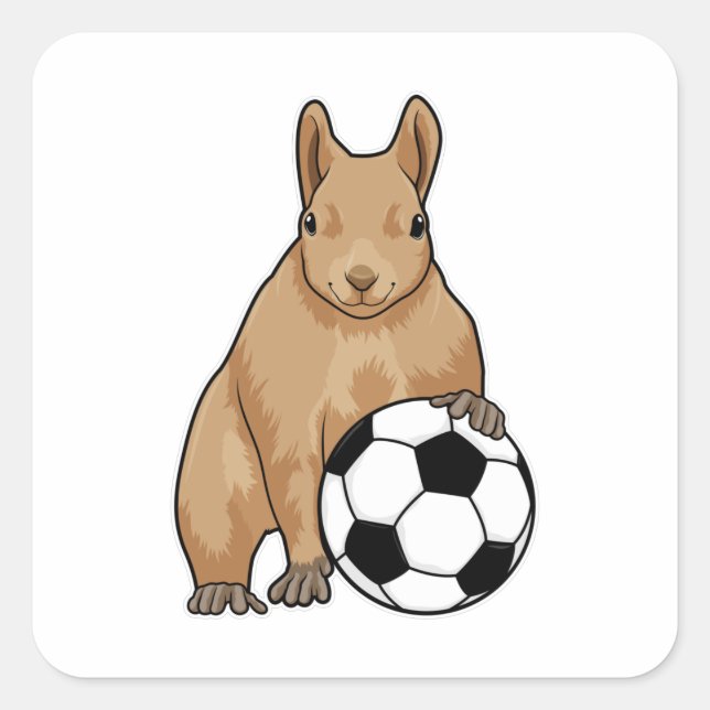 Squirrel at Soccer Sports Square Sticker (Front)