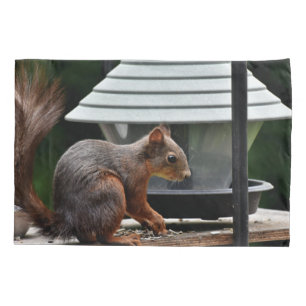Squirrel at the Bird Feeder Pillowcase