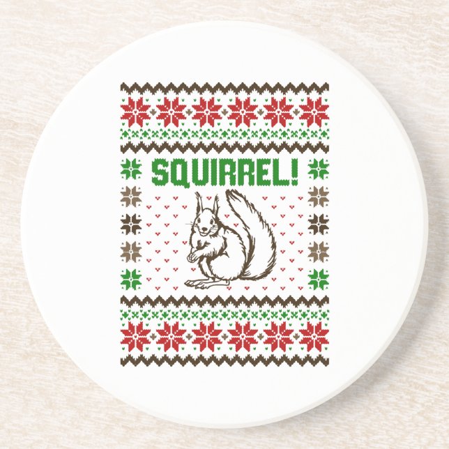 Squirrel Attacks The Griswold Family Ugly Sweater  Coaster (Front)