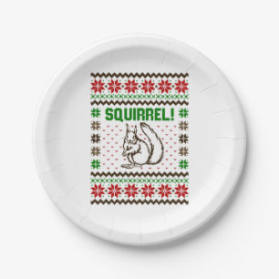 Squirrel Attacks The Griswold Family Ugly Sweater Paper Plate