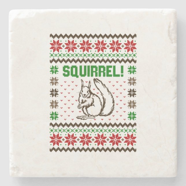 Squirrel Attacks The Griswold Family Ugly Sweater  Stone Coaster (Front)