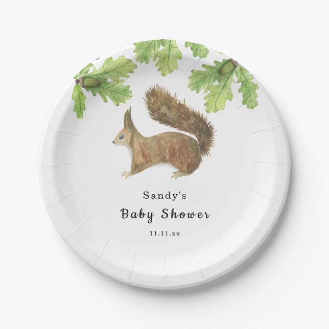 Squirrel - Baby Shower Paper Plate (Front)