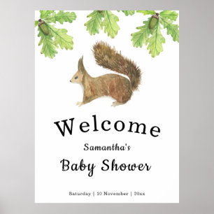 Squirrel Baby shower Welcome Poster
