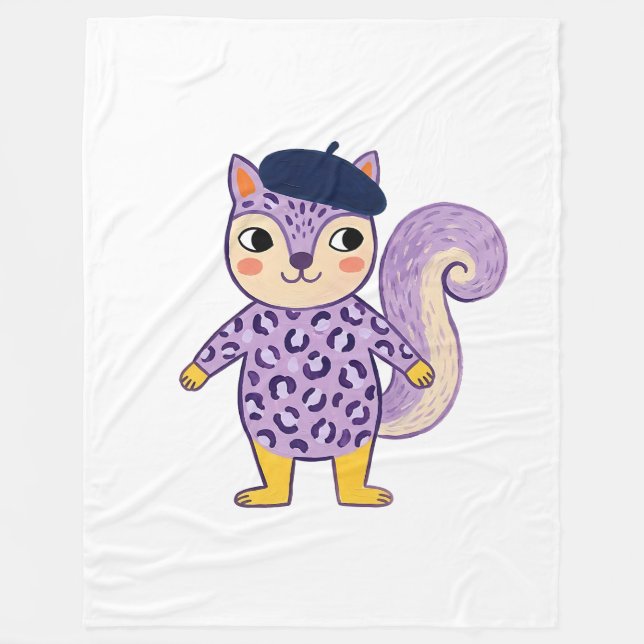 Squirrel Beret Blanket – Bold Leopard Print (Front)
