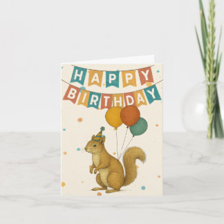 Squirrel Birthday Card – Cute Party Animal