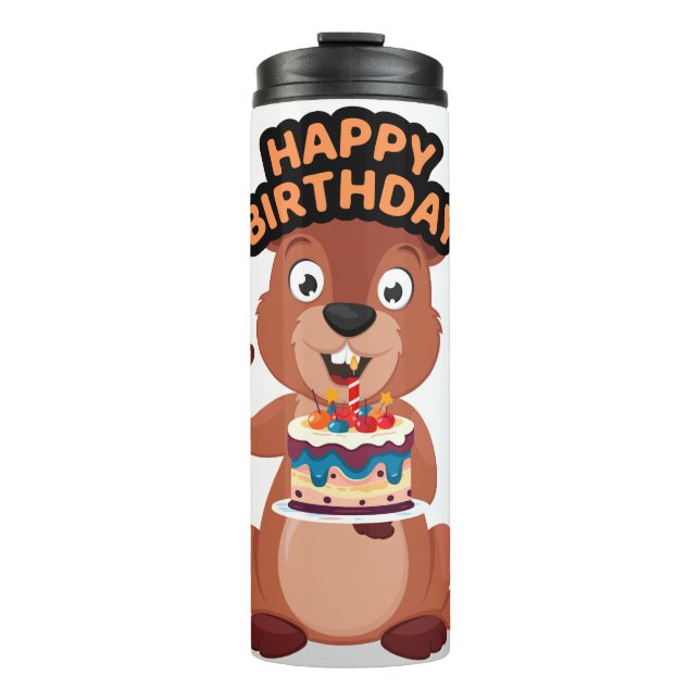 Squirrel birthday thermal tumbler (Front)