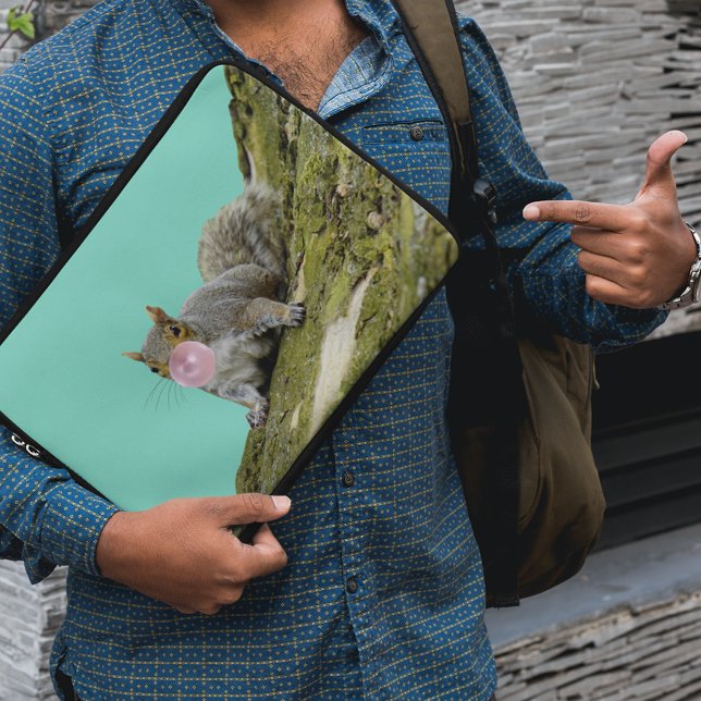 Squirrel Blowing a Bubblegum Bubble Animal Photo Laptop Sleeve (Creator Uploaded)