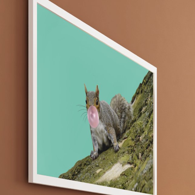 Squirrel Blowing a Bubblegum Bubble Animal Photo Poster (Creator Uploaded)