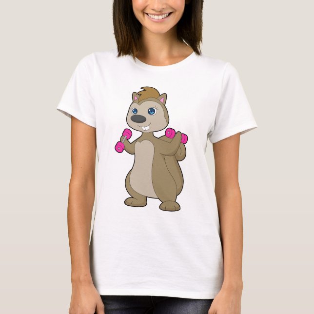 Squirrel Bodybuilder Dumbbells Bodybuilding T-Shirt (Front)