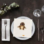 Squirrel brown white cute funny napkin<br><div class="desc">A cute nosy red squirrel with a happy and surprised face discovering a nut in the snow. The animal is looking at you. Matching paper plates:</div>