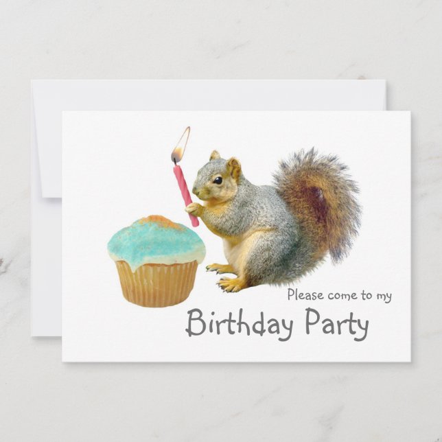 Squirrel Candle Birthday Party Invitation (Front)