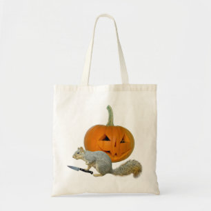 Squirrel Carving Pumpkin Tote Bag