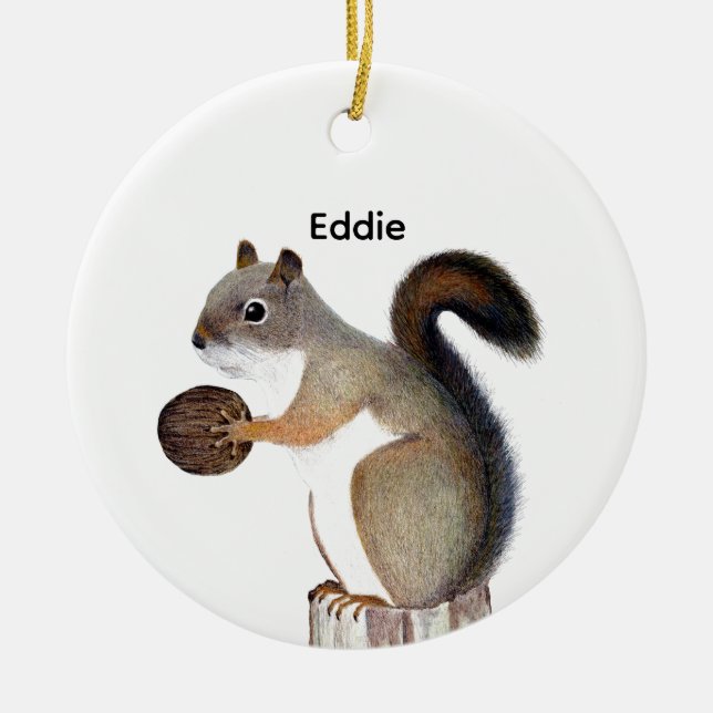 Squirrel Ceramic Ornament (Front)