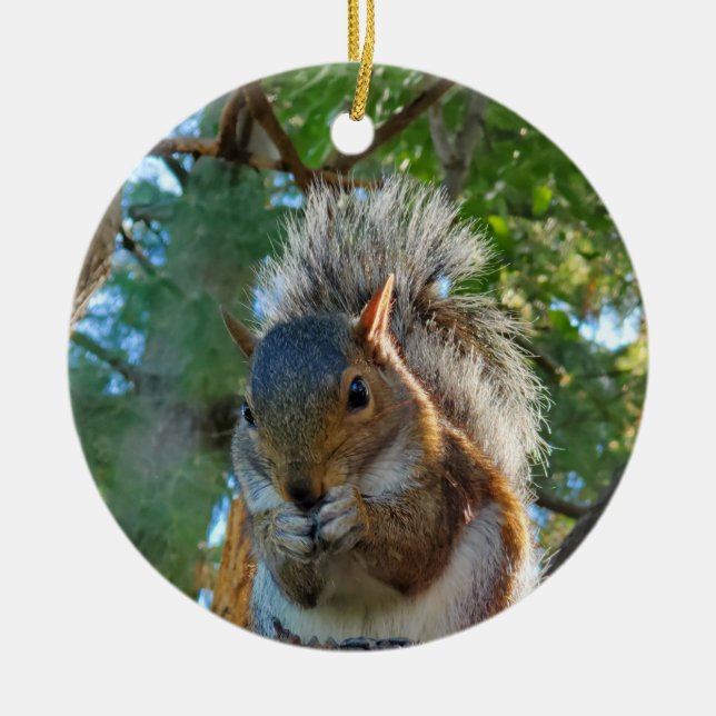 Squirrel Ceramic Ornament (Front)