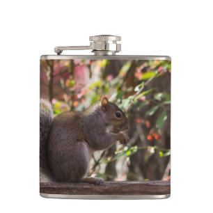 Squirrel Chow Time Hip Flask