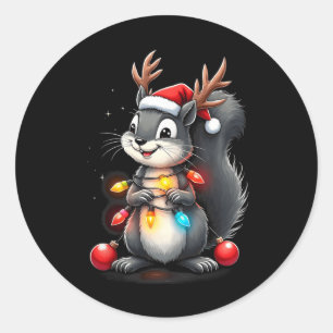 Squirrel Christmas 2024 With Lights & Holiday Classic Round Sticker