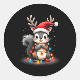 Squirrel Christmas 2024 With Lights & Holiday Classic Round Sticker