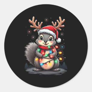 Squirrel Christmas 2024 With Lights & Holiday Classic Round Sticker