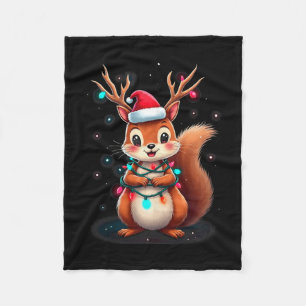 Squirrel Christmas 2024 With Lights &amp; Holiday  Fleece Blanket